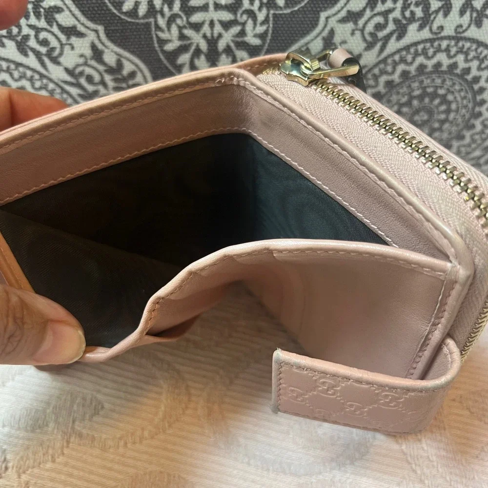Gucci Microguccissima Pink Leather Compact Bifold Zip Wallet 449395 - Picture 7 of 8